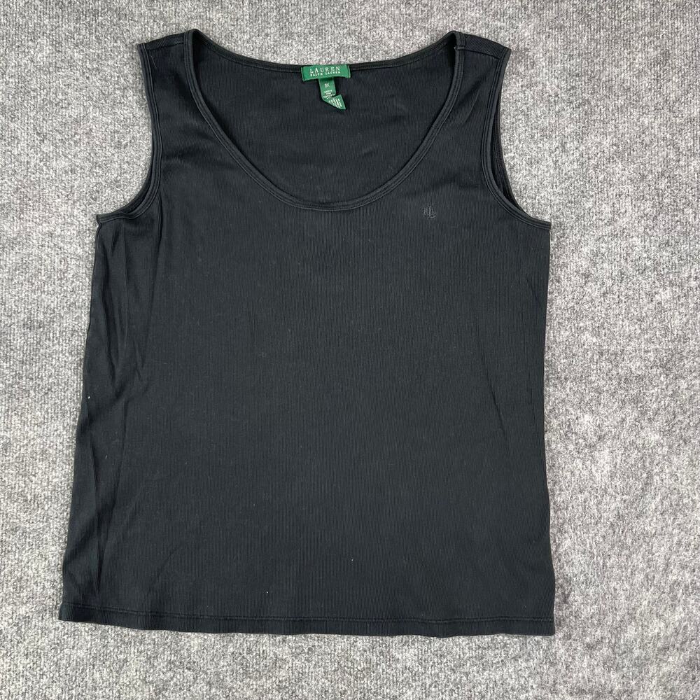 Lauren Ralph Lauren Tank Top Womens Size 3X Black Ribbed Stretch Casual Basic